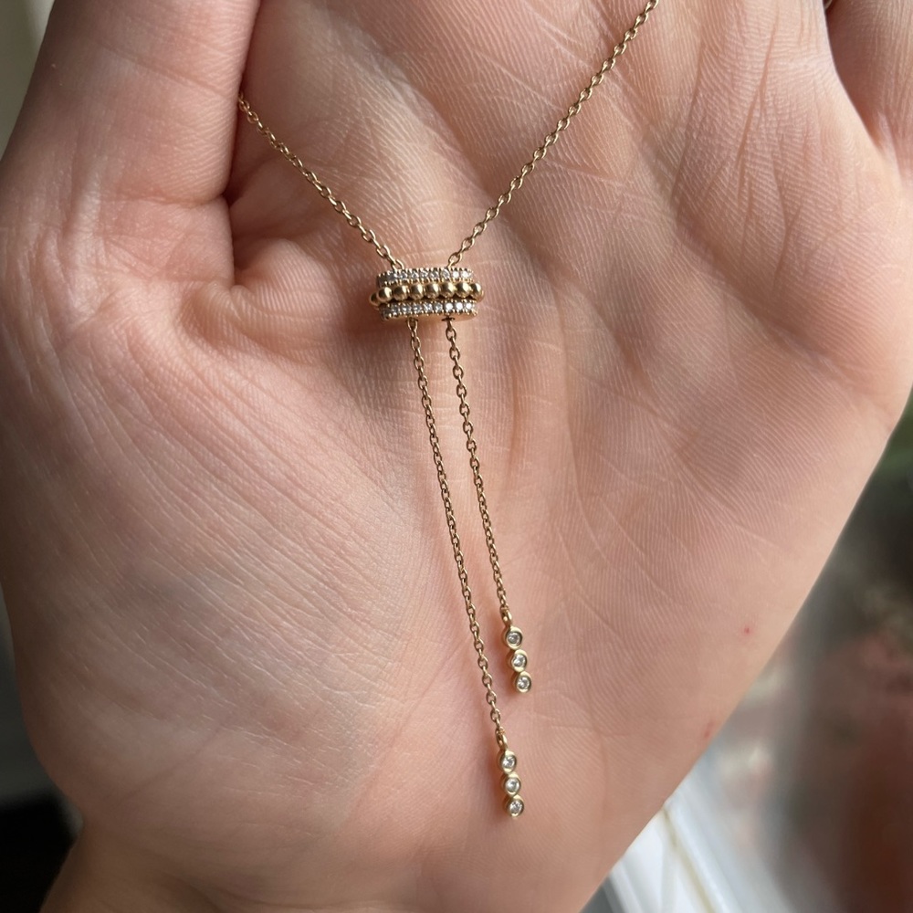 Dana Rebecca Designs 14k Yellow Gold & Diamond Adjustable Lariat Necklace 16/18”